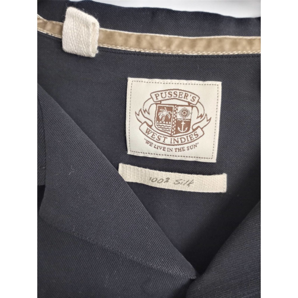 Pusser's West Indies 100% Silk Button Down. Men's XXL. Black